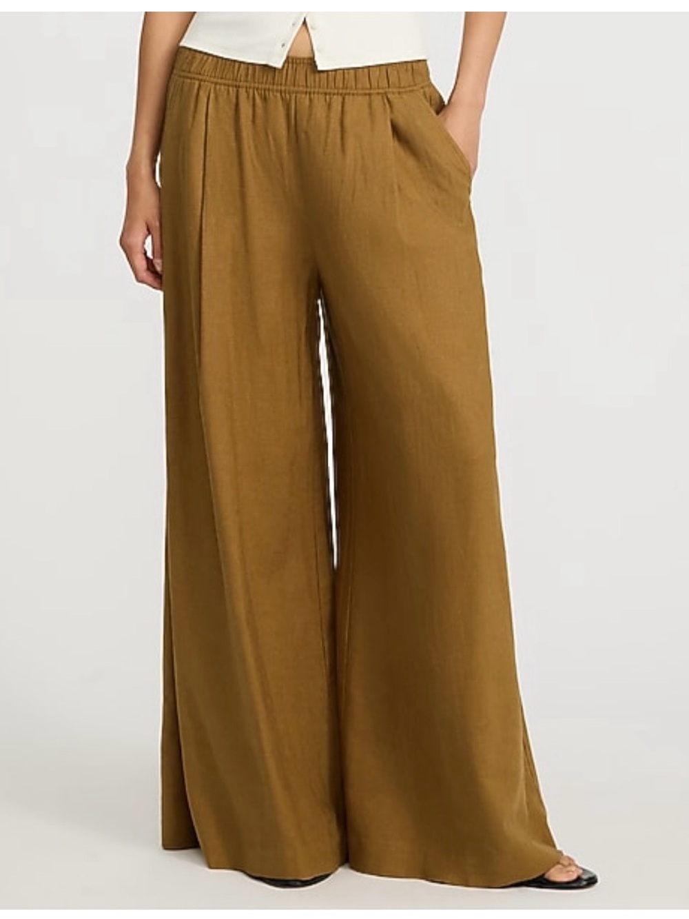 Express Wide-Leg Pull-On Pants in Mustard Brown nwt
